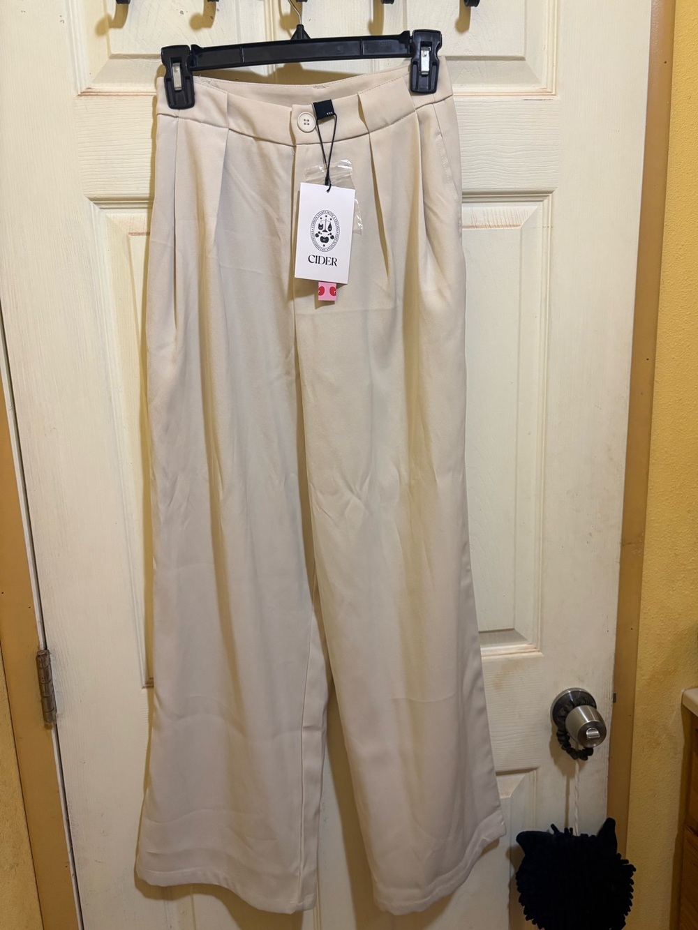 Cider high waist Wide-Leg Cream Dress Pants